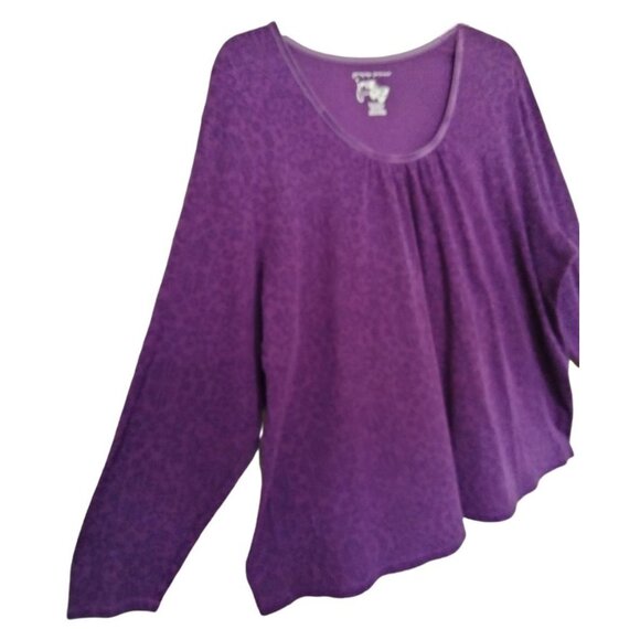 Just My Size Purple Plus Size 5X Top Scoop Neck 3/4 Sleeve Paisley Pattern - Picture 4 of 7